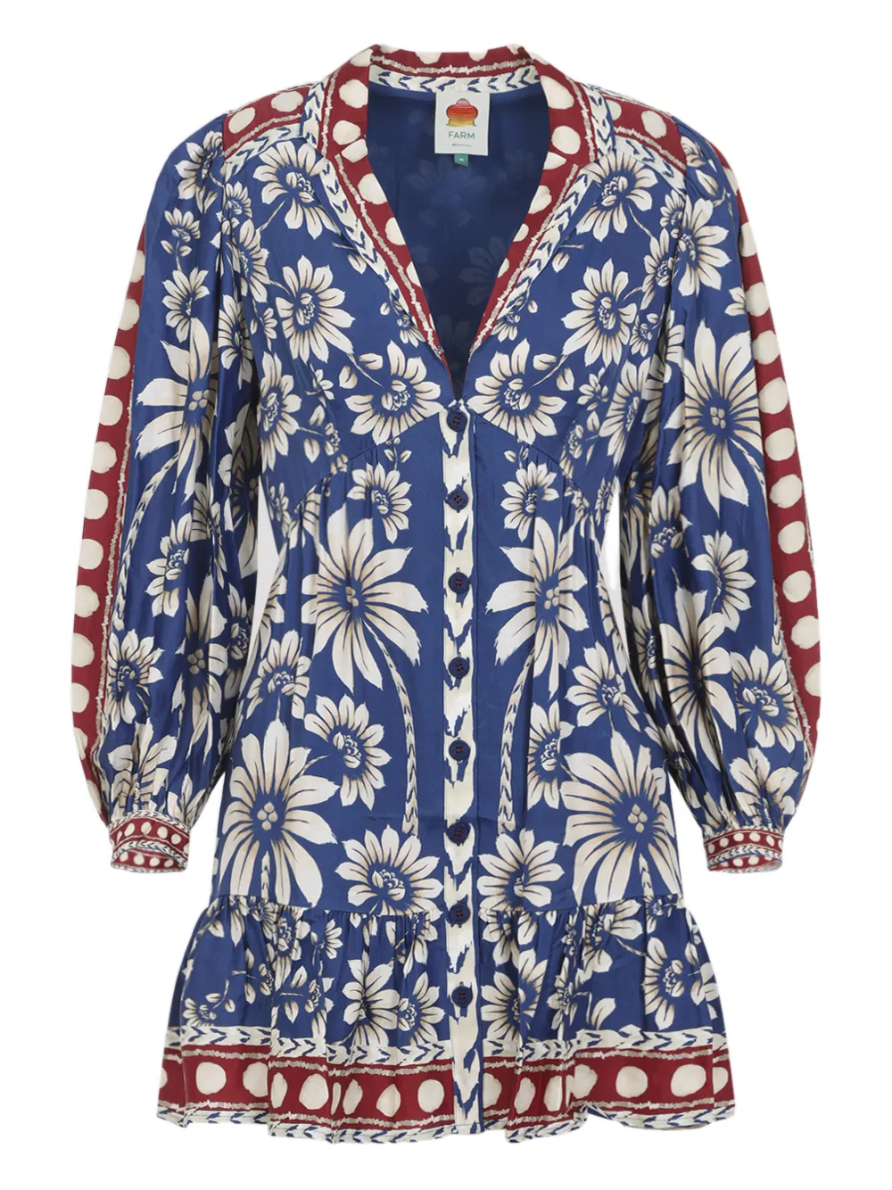 Платье с цветочным принтом на пуговицах Farm Rio, синий
Платье с цветочным принтом на пуговицах Farm Rio, синий
