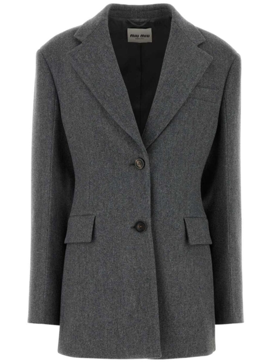 Блейзер с тисненым логотипом Miu Miu, серый
Блейзер с тисненым логотипом Miu Miu, серый