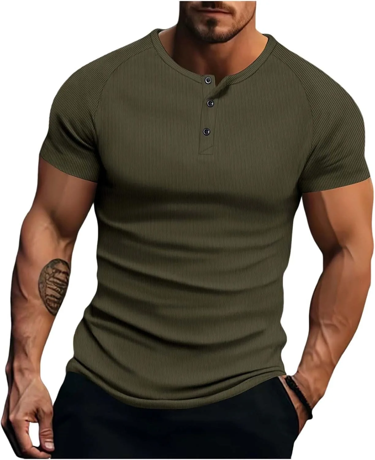 Мужская футболка Muscle Henley с коротким рукавом, влагоотводящая
Мужская футболка Muscle Henley с коротким рукавом, влагоотводящая