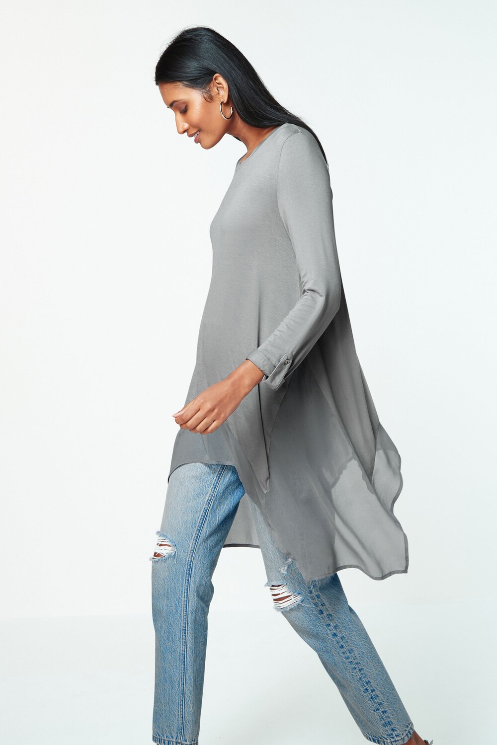 Удлиненный верх с асимметричным низом Next, серебряный
Удлиненный верх с асимметричным низом Next, серебряный