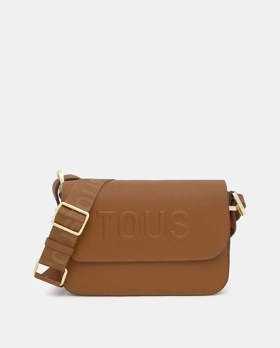 Средняя сумка-кроссбоди с магнитной кнопкой и клапаном Tous, коричневый 
Средняя сумка-кроссбоди с магнитной кнопкой и клапаном Tous, коричневый