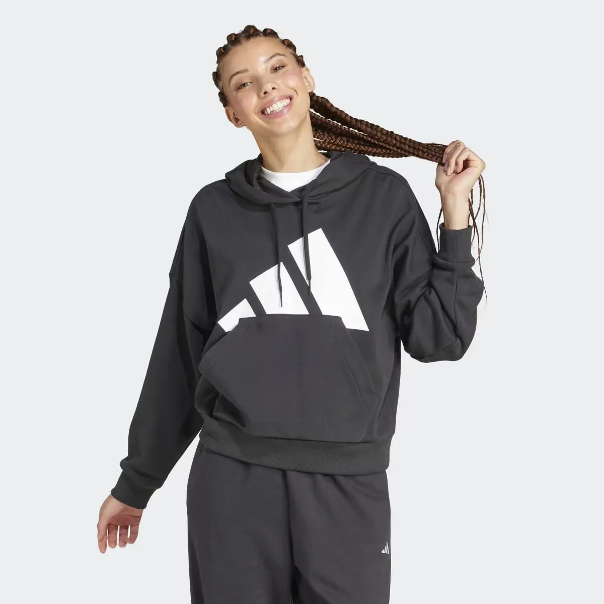 Women's Essentials Большой логотип Французская махровая свободная толстовка с капюшоном Adidas, чёрный
Women's Essentials Большой логотип Французская махровая свободная толстовка с капюшоном Adidas, чёрный
