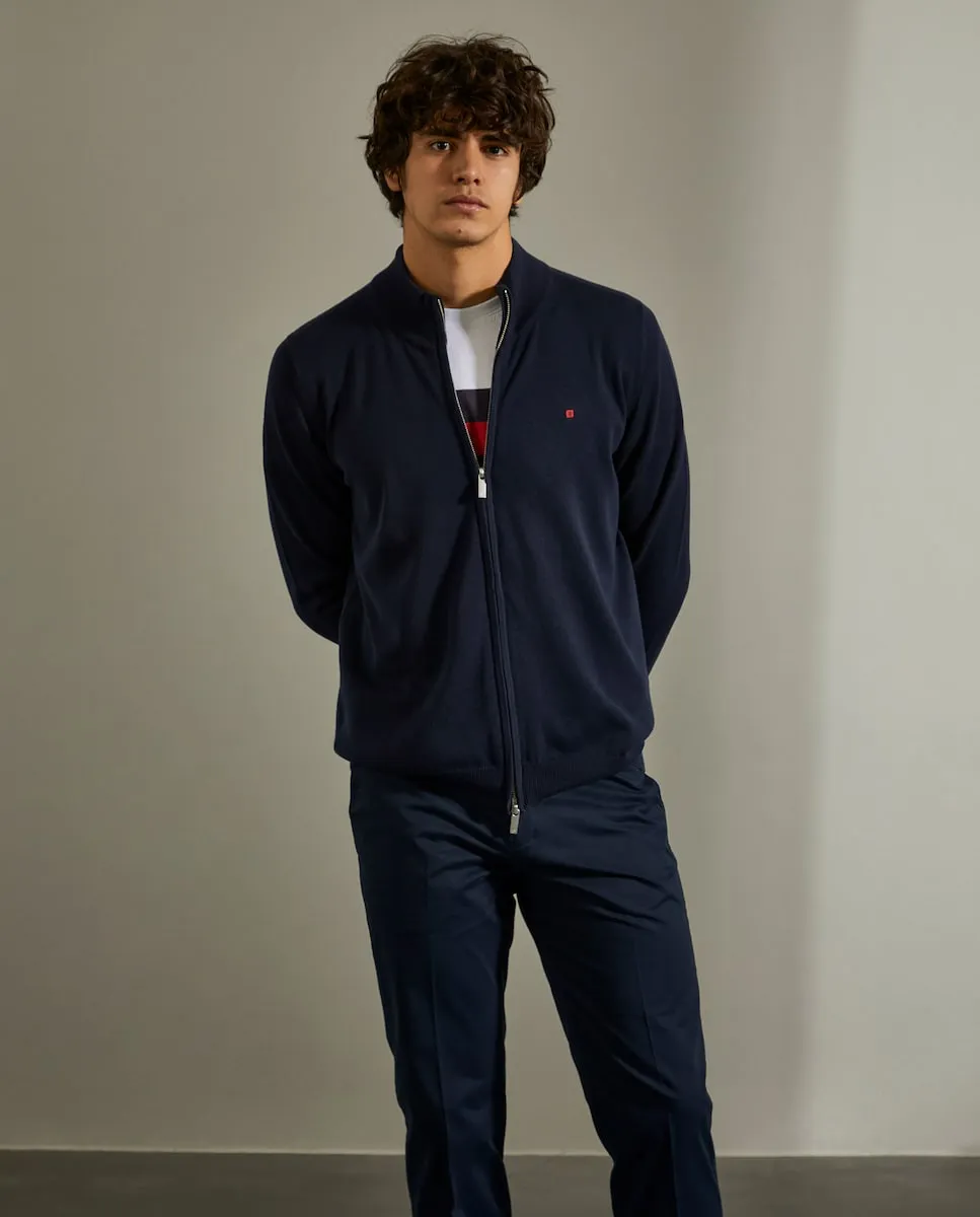 Мужской хлопковый кардиган на молнии Lion Of Porches, темно-синий 
Мужской хлопковый кардиган на молнии Lion Of Porches, темно-синий