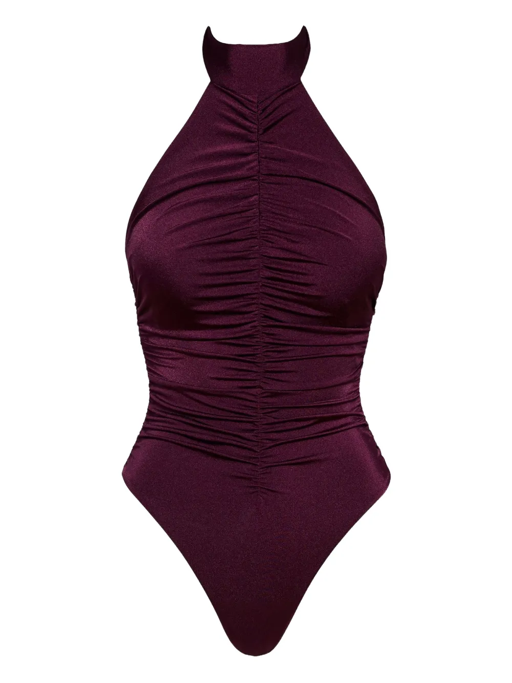 Купальник с вырезом халтер и сборками Noire Swimwear, фиолетовый
Купальник с вырезом халтер и сборками Noire Swimwear, фиолетовый