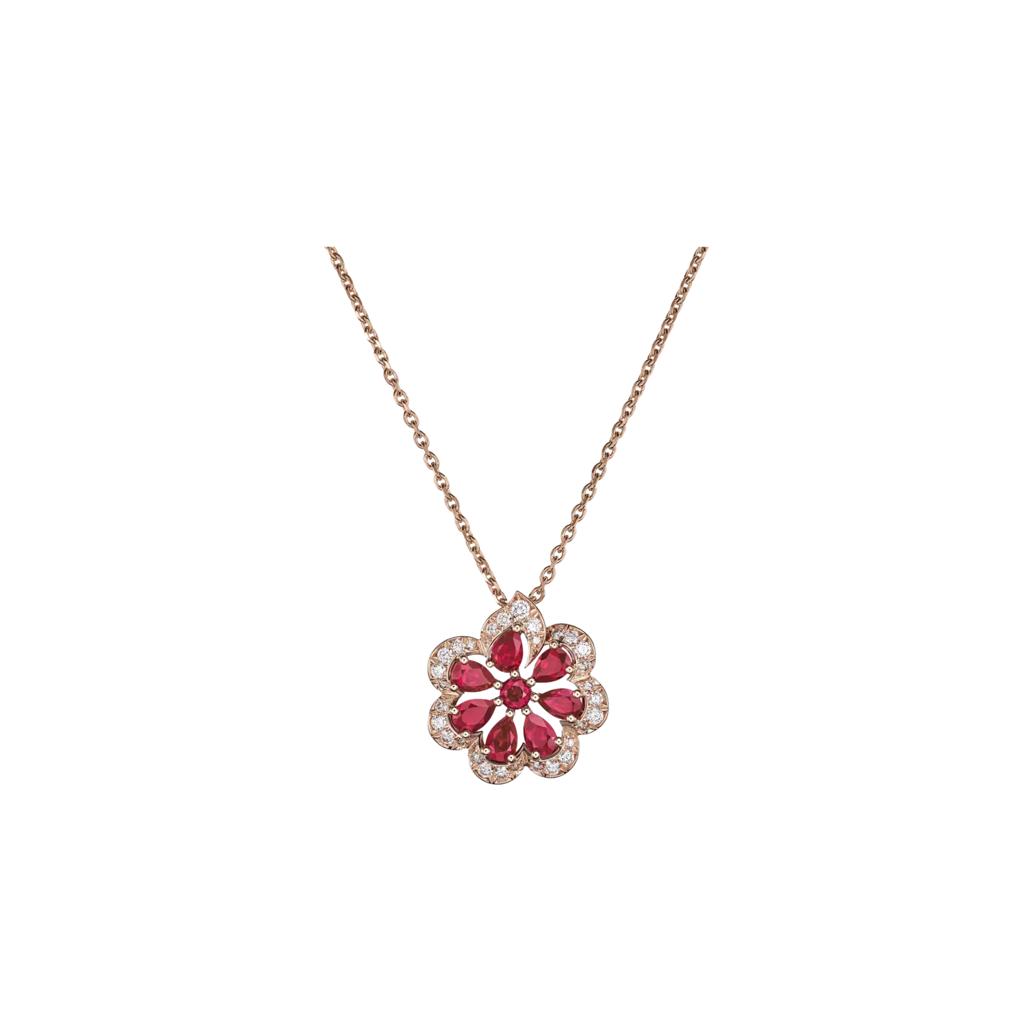 Колье Chopard Frou frou из розового золота с бриллиантами и рубинами
Колье Chopard Frou frou из розового золота с бриллиантами и рубинами