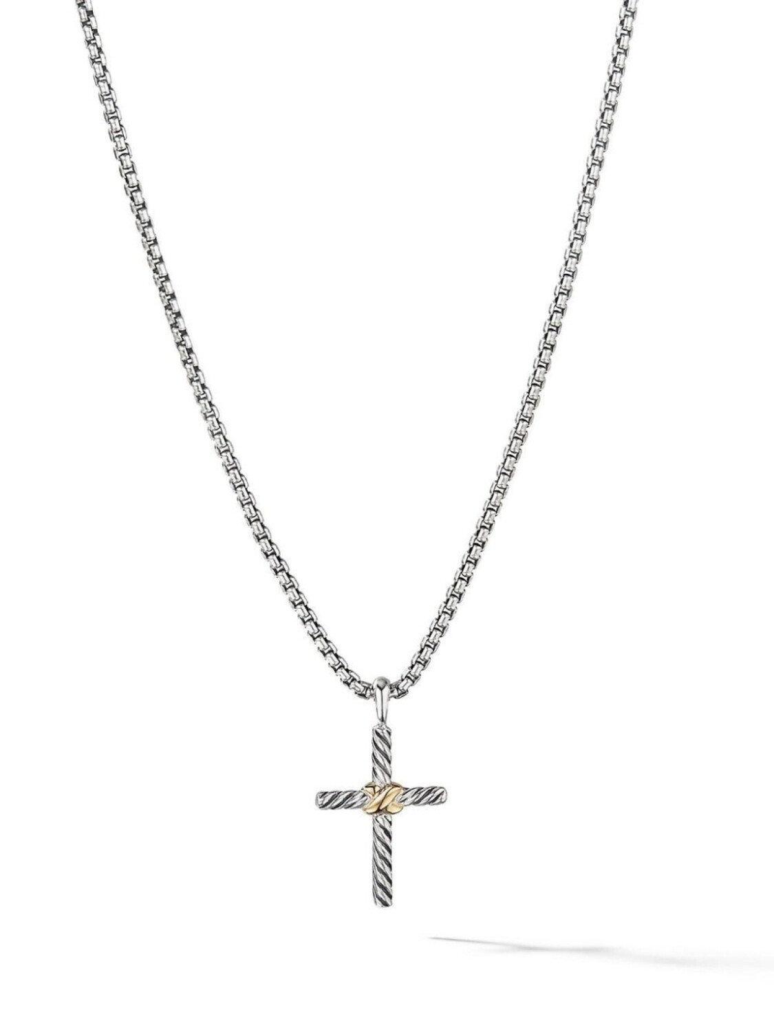 Колье Petite X Cross из серебра и желтого золота David Yurman, серебряный 
Колье Petite X Cross из серебра и желтого золота David Yurman, серебряный
