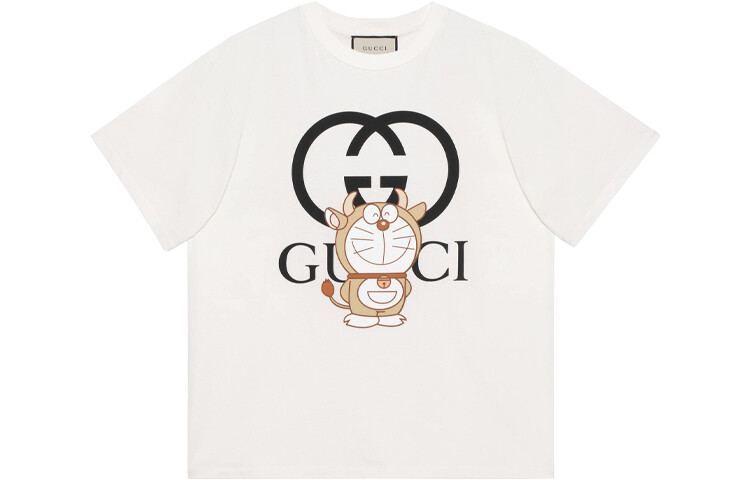 Doraemon X Футболка мужская цвета слоновой кости Gucci, белый 
Doraemon X Футболка мужская цвета слоновой кости Gucci, белый