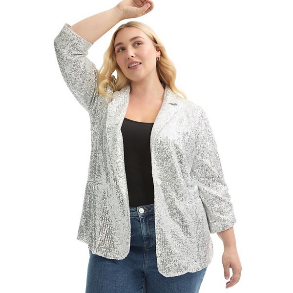 Женский блестящий пиджак June + vie plus size June & Vie, Silver
Женский блестящий пиджак June + vie plus size June & Vie, Silver