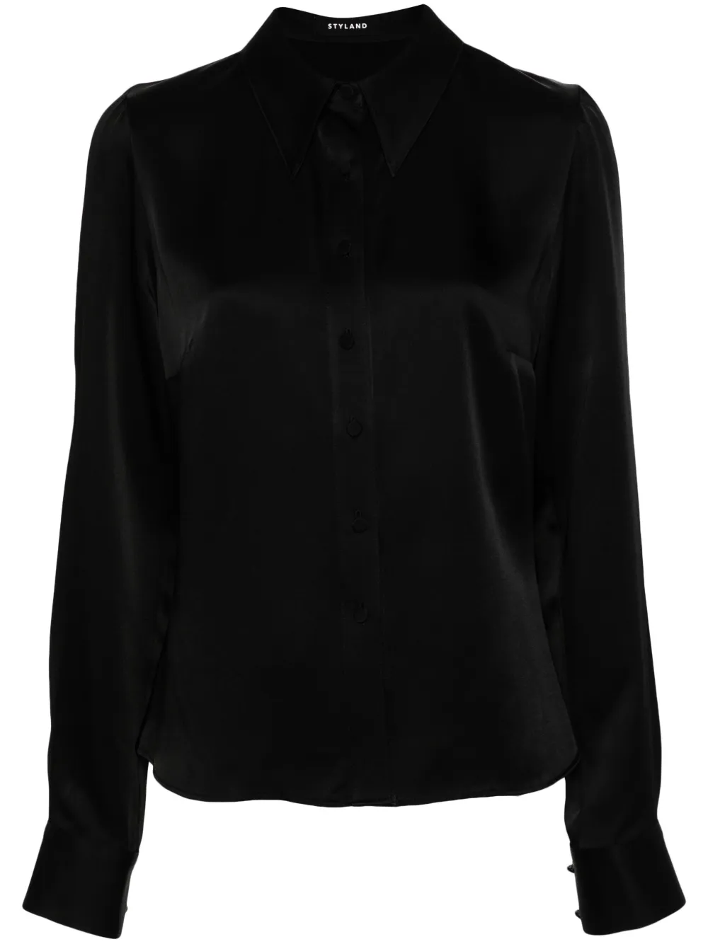 Атласная рубашка на пуговицах STYLAND, черный
Атласная рубашка на пуговицах STYLAND, черный