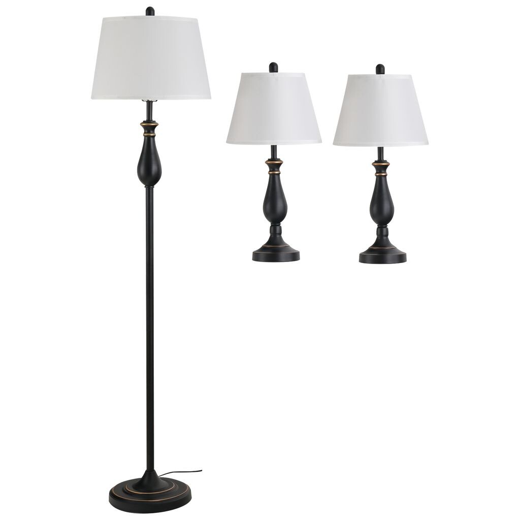 HOMCOM комплект из 3 ламп 2 настольные лампы (ø38 x 158В см) + 1 торшер (ø30 x 62В см) винтаж, черный + белый, металл, ПС, полиэстер, хлопок Цоколь лампы E27
HOMCOM комплект из 3 ламп 2 настольные лампы (ø38 x 158В см) + 1 торшер (ø30 x 62В см) винтаж, черный + белый, металл, ПС, полиэстер, хлопок Цоколь лампы E27