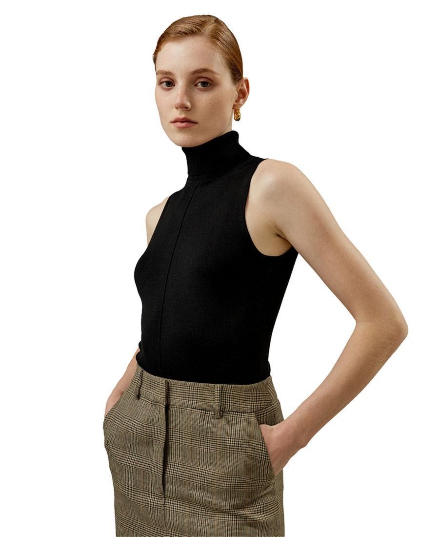 Женская шелковая вязаная водолазка без рукавов LILYSILK, Black
Женская шелковая вязаная водолазка без рукавов LILYSILK, Black