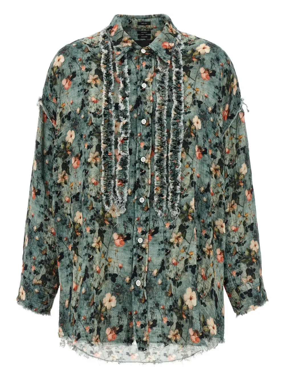 Рубашка с оборками и цветочным принтом R13, зеленый
Рубашка с оборками и цветочным принтом R13, зеленый