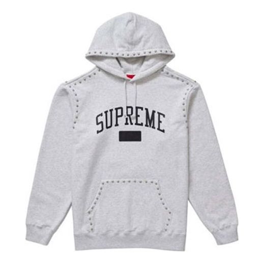 Толстовка studded hooded sweatshirt (fw18) 'ash grey' Supreme, серый 
Толстовка studded hooded sweatshirt (fw18) 'ash grey' Supreme, серый