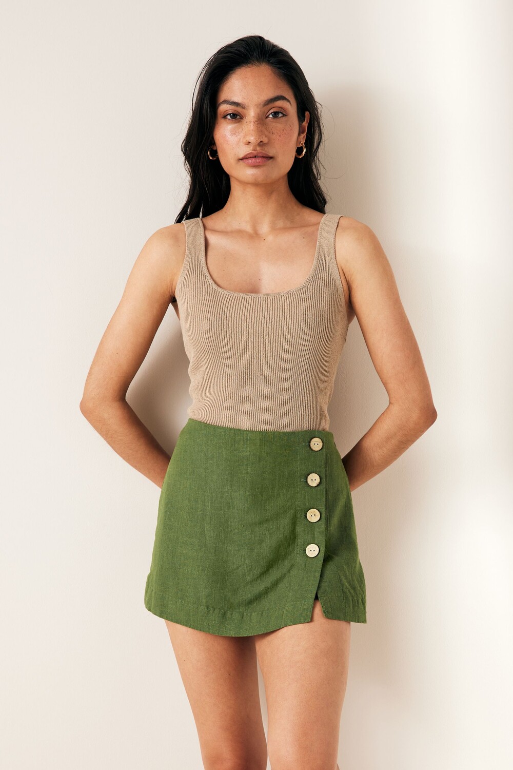 Льняная юбка с короткими рукавами Next, зеленый
Льняная юбка с короткими рукавами Next, зеленый