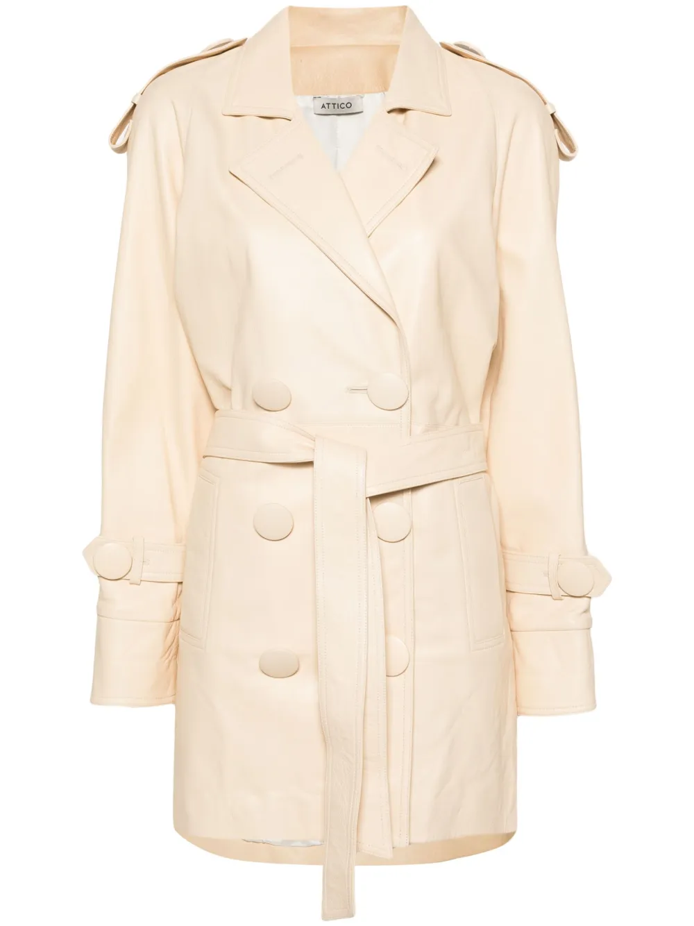 Двубортное кожаное пальто The Attico, нейтральный
Двубортное кожаное пальто The Attico, нейтральный