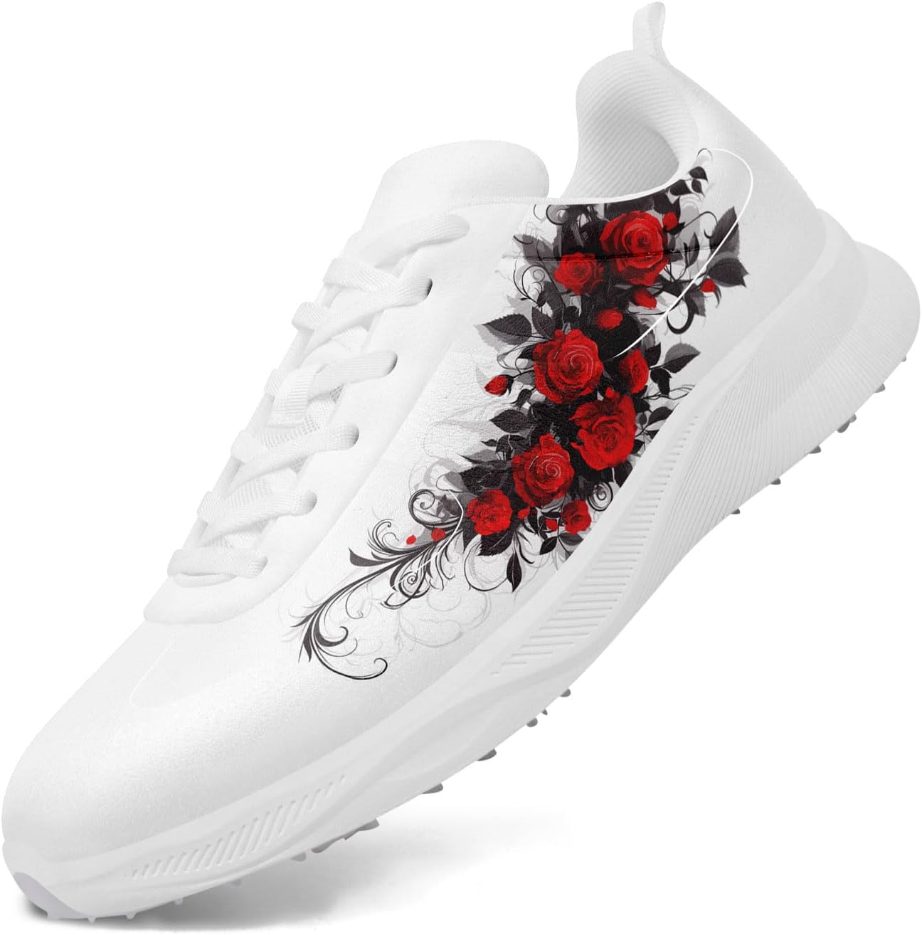 Гольф-туфли без шипов для мужчин и женщин - с цветочным принтом, дышащие, водонепроницаемые, легкие кроссовки для гольфа и повседневной носки Coolcustomize, белый/красный
Гольф-туфли без шипов для мужчин и женщин - с цветочным принтом, дышащие, водонепроницаемые, легкие кроссовки для гольфа и повседневной носки Coolcustomize, белый/красный