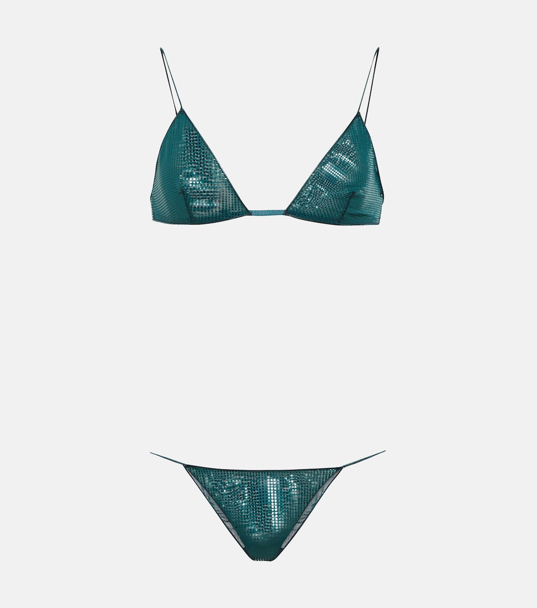 Комплект из бюстгальтера и трусиков с треугольными чашечками из ламе Oséree, Petroleum Green
Комплект из бюстгальтера и трусиков с треугольными чашечками из ламе Oséree, Petroleum Green