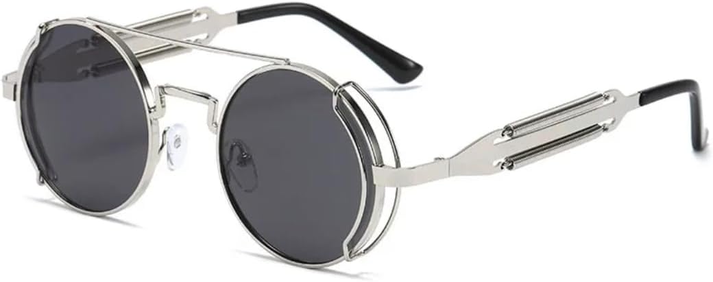 Модные круглые солнцезащитные очки в стиле стимпанк для мужчин, ретро, с металлическим корпусом и двойной пружиной, уникальные, для женщин, защита от УФ-излучения UV400 UATXTAU, Silver Grey
Модные круглые солнцезащитные очки в стиле стимпанк для мужчин, ретро, с металлическим корпусом и двойной пружиной, уникальные, для женщин, защита от УФ-излучения UV400 UATXTAU, Silver Grey
