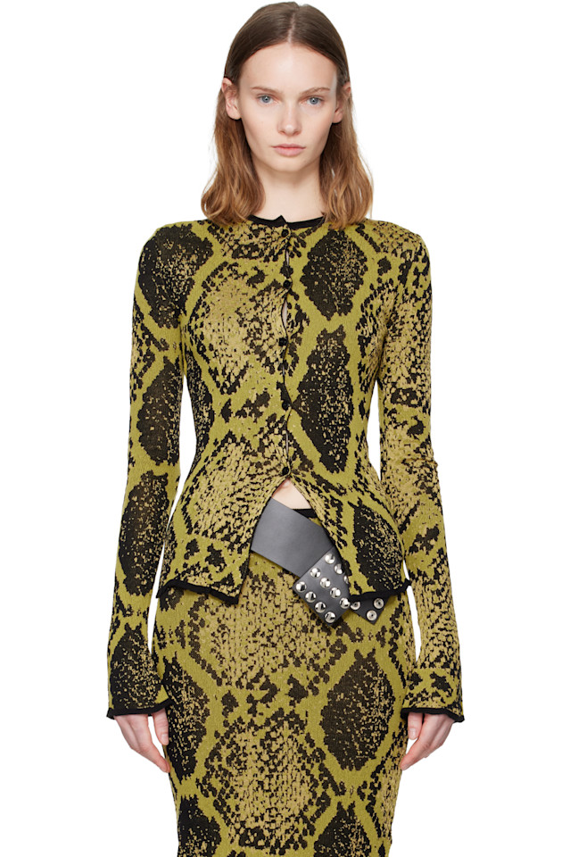 The Attico Жаккардовый кардиган из желто-черной змеиной кожи
The Attico Жаккардовый кардиган из желто-черной змеиной кожи