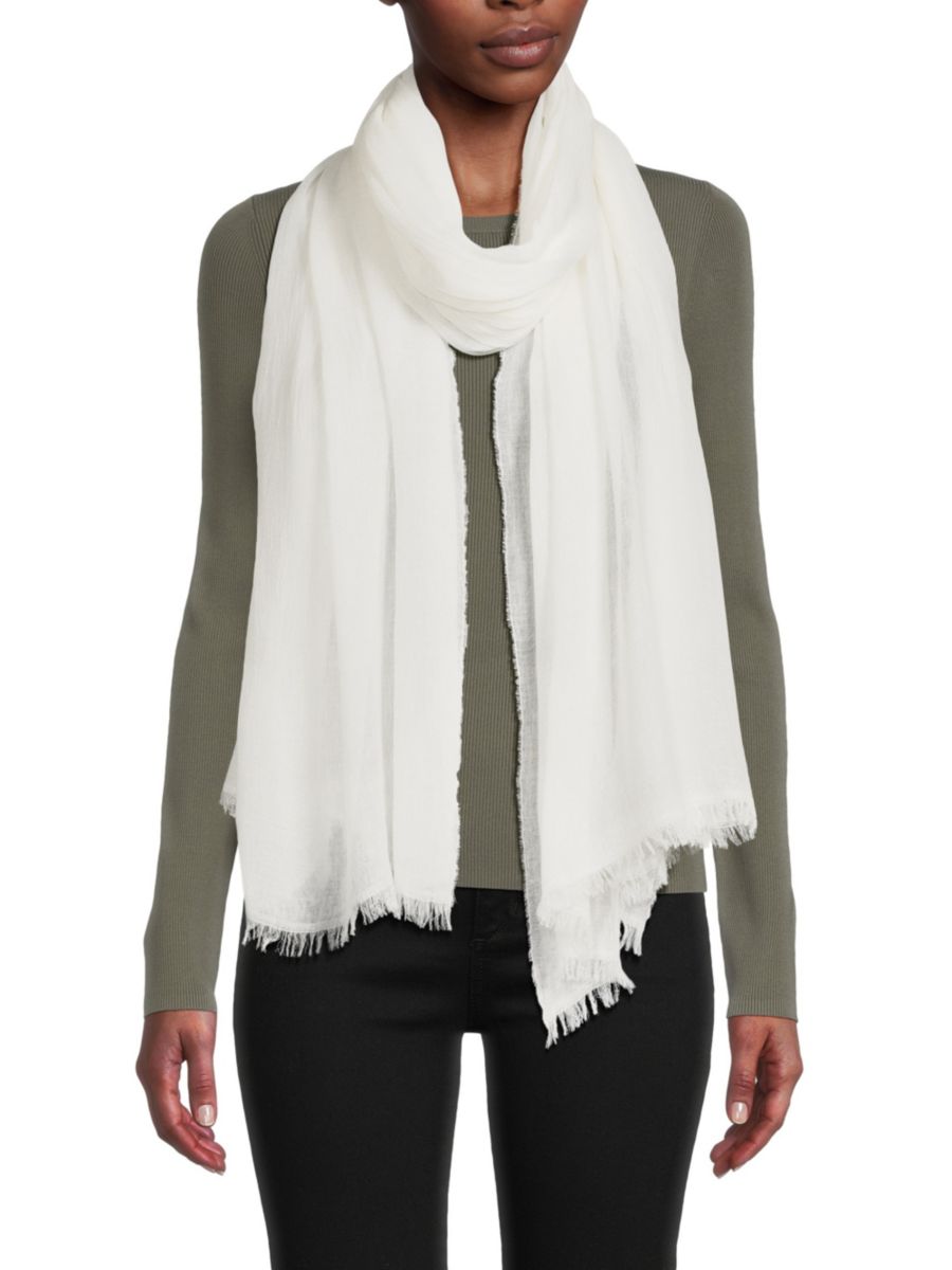 Шарф из смесовой кашемировой пряжи Bruno Magli, белый 
Шарф из смесовой кашемировой пряжи Bruno Magli, белый