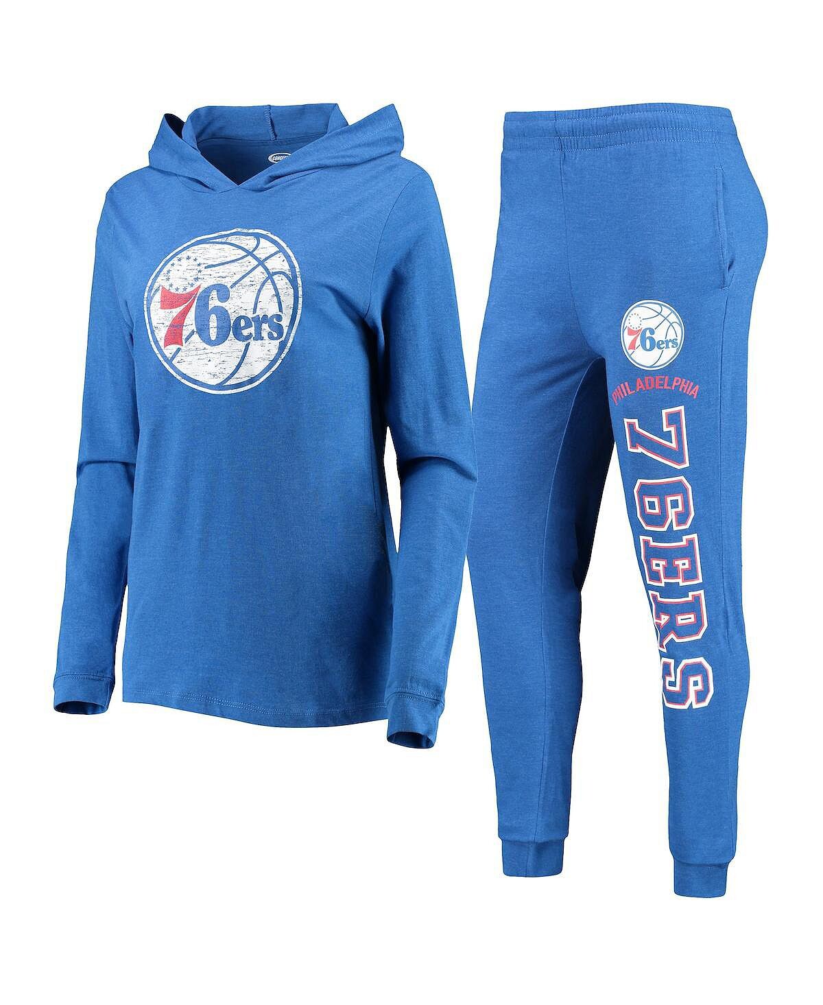 Женский комплект для сна с капюшоном и брюками Royal Philadelphia 76ers Concepts Sport
Женский комплект для сна с капюшоном и брюками Royal Philadelphia 76ers Concepts Sport