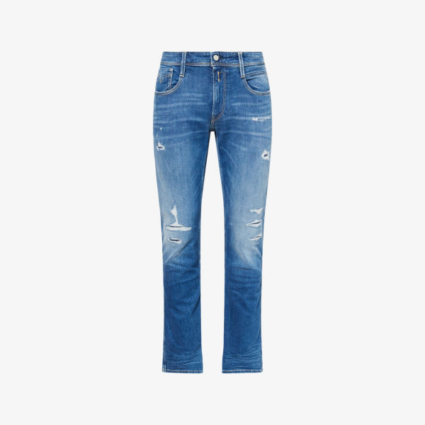 Джинсы Replay Anbass с зауженными штанинами, синий 
Джинсы Replay Anbass с зауженными штанинами, синий