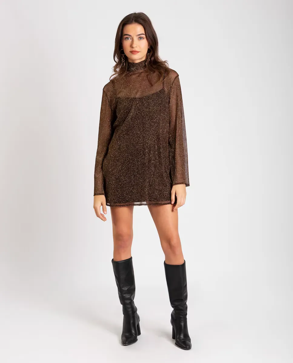 Короткое платье с прозрачным блеском The-Are, золотой
Короткое платье с прозрачным блеском The-Are, золотой