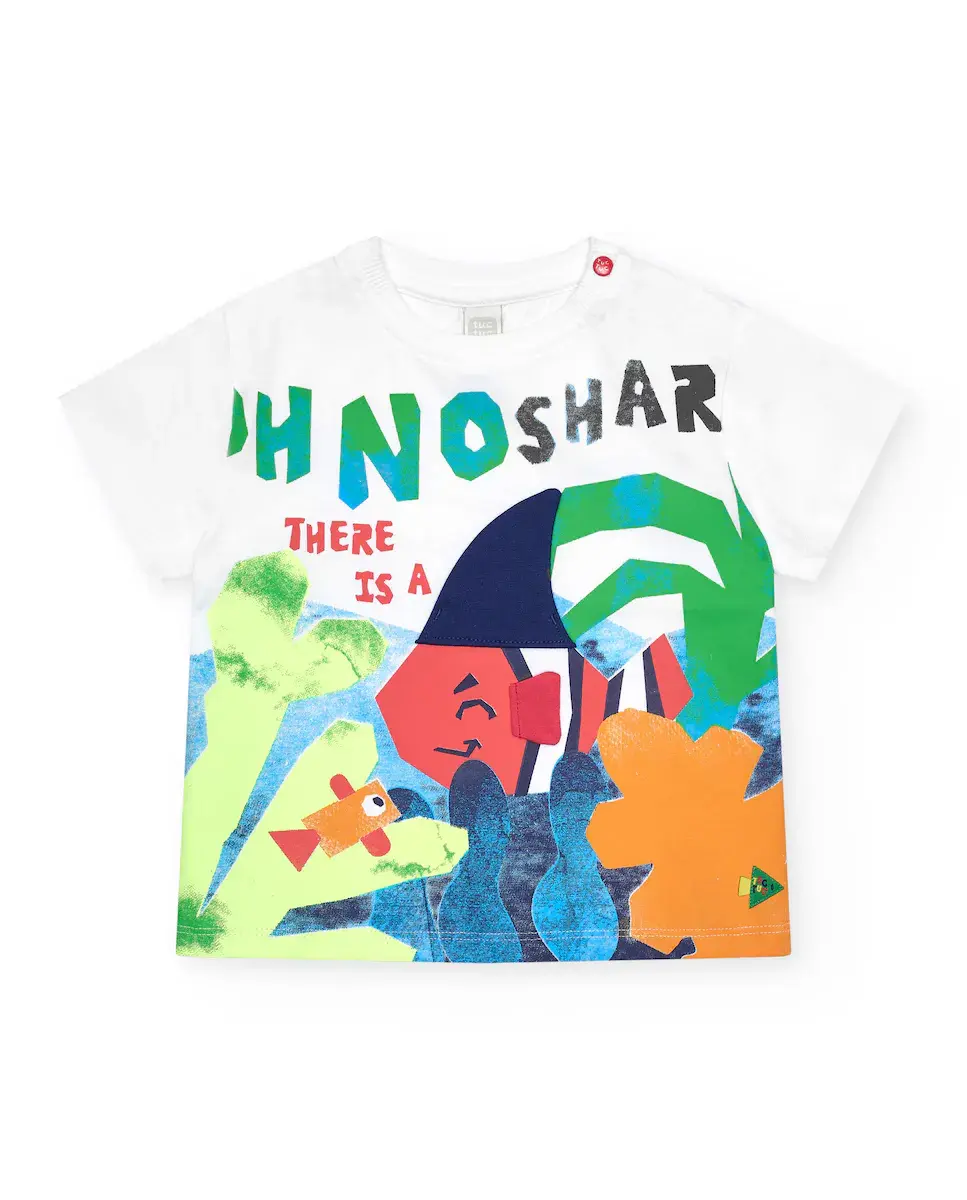 Белая футболка для мальчика с надписью "OH NO SHARK Tuc tuc, белый
Белая футболка для мальчика с надписью "OH NO SHARK Tuc tuc, белый