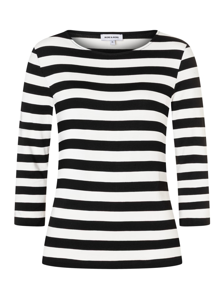 Мягкая рубашка из вискозного джерси с рукавами 3/4 в полоску, черного цвета с белым оттенком More & More
Мягкая рубашка из вискозного джерси с рукавами 3/4 в полоску, черного цвета с белым оттенком More & More