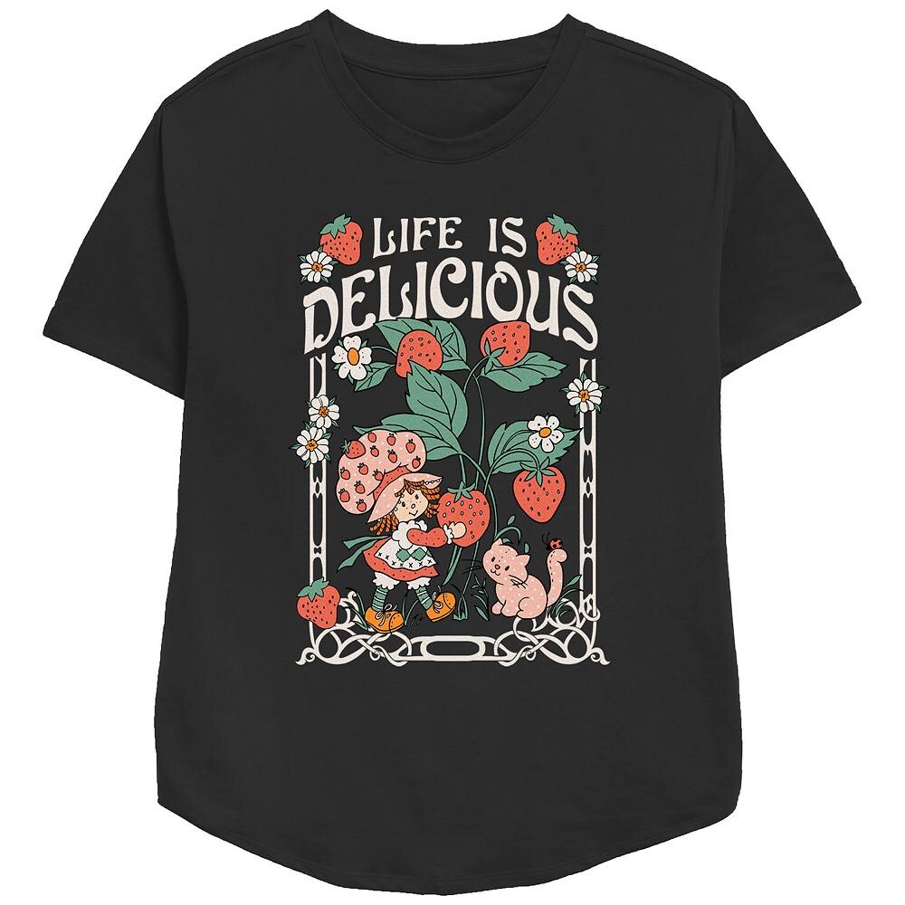 Женская футболка свободного покроя с графическим рисунком в оправе Strawberry Shortcake Custard Life is Delicious Nouveau Licensed Character, черный
Женская футболка свободного покроя с графическим рисунком в оправе Strawberry Shortcake Custard Life is Delicious Nouveau Licensed Character, черный