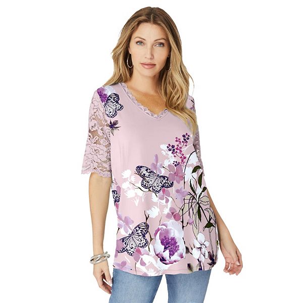 Женская футболка с кружевными рукавами и принтом, plus size Roaman'S, Blush Butterfly Garden, Розовый, Женская футболка с кружевными рукавами и принтом, plus size Roaman'S, Blush Butterfly Garden
Женская футболка с кружевными рукавами и принтом, plus size Roaman'S, Blush Butterfly Garden, Розовый, Женская футболка с кружевными рукавами и принтом, plus size Roaman'S, Blush Butterfly Garden
