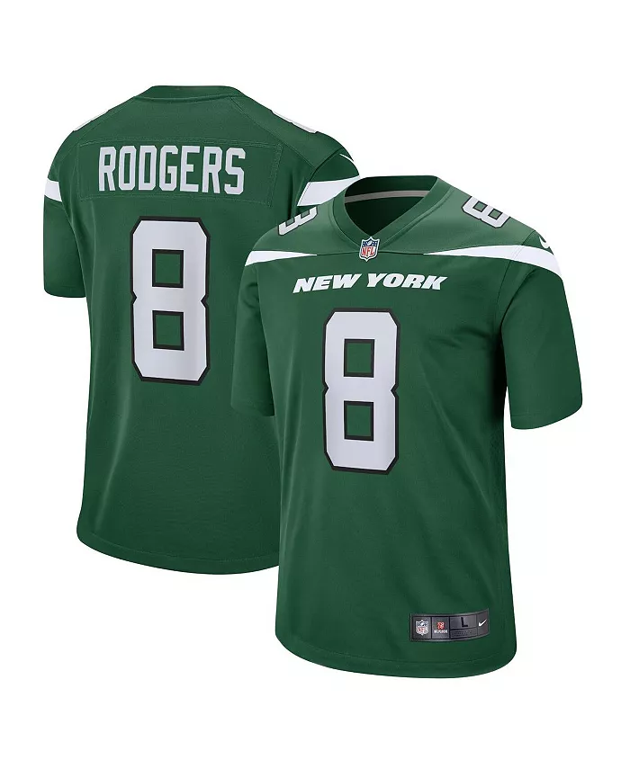 Мужская игровая футболка Aaron Rodgers New York Jets Nike, зеленый
Мужская игровая футболка Aaron Rodgers New York Jets Nike, зеленый