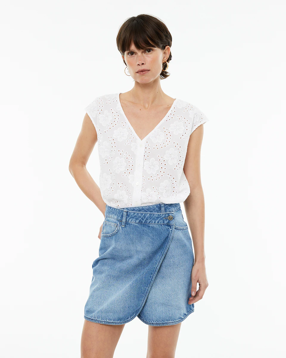 Женская рубашка с короткими рукавами, ажурной отделкой и V-образным вырезом System Action, белый
Женская рубашка с короткими рукавами, ажурной отделкой и V-образным вырезом System Action, белый