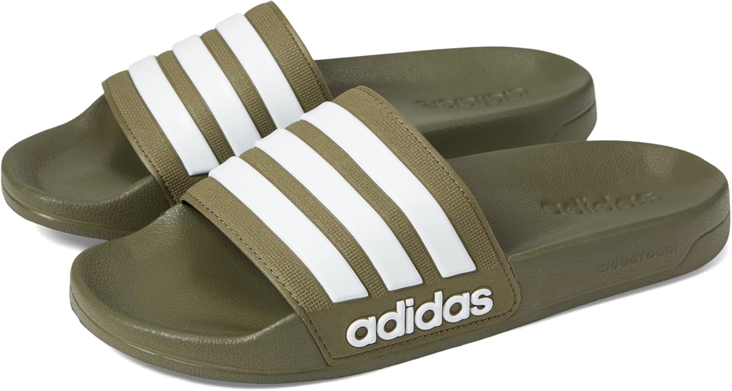 Сланцы для душа adidas Adilette для взрослых унисекс, белый/оливковый
Сланцы для душа adidas Adilette для взрослых унисекс, белый/оливковый