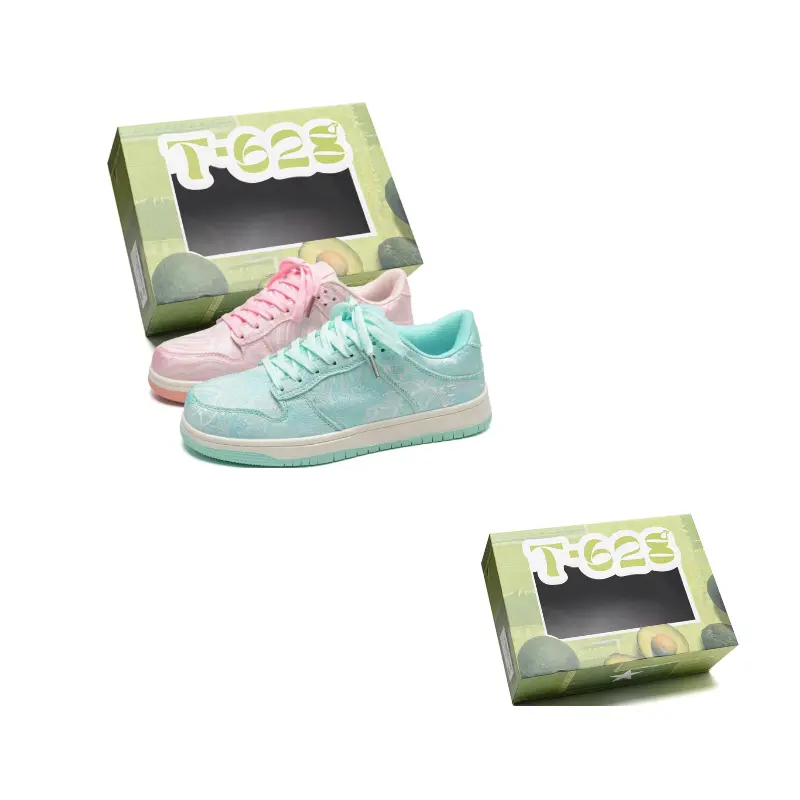 T628 Стойкие к скольжению и истиранию дышащие низкие скейтерские кроссовки унисекс — зелёный и розовый микс (случайный цвет для левой и правой ноги) 
T628 Стойкие к скольжению и истиранию дышащие низкие скейтерские кроссовки унисекс — зелёный и розовый микс (случайный цвет для левой и правой ноги)