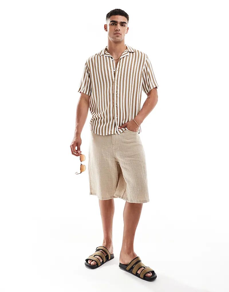 Рубашка с полосатым воротником revere бежевого цвета ONLY & SONS
Рубашка с полосатым воротником revere бежевого цвета ONLY & SONS