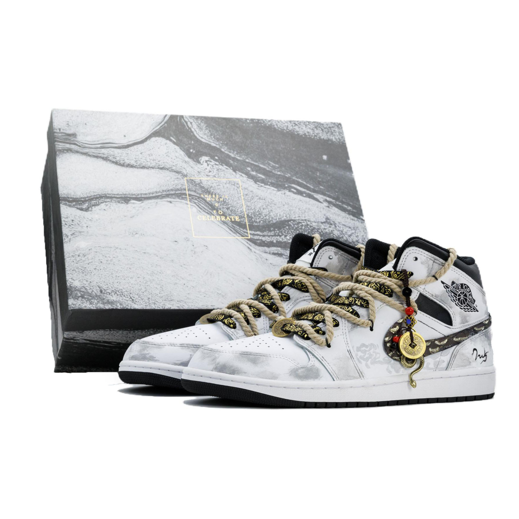 Jordan Эйр 1 баскетбольные кроссовки мужские мидтоп бело-черные белые змеиный зодиакальный бокс, цвет White (Snake Zodiac Box)
Jordan Эйр 1 баскетбольные кроссовки мужские мидтоп бело-черные белые змеиный зодиакальный бокс, цвет White (Snake Zodiac Box)