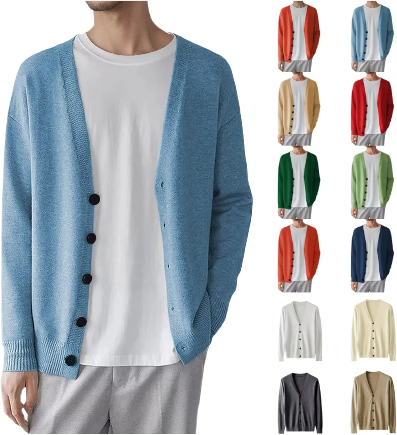 Мужской кардиган V-образным вырезом, свободный, на пуговицах Tthxqing
Мужской кардиган V-образным вырезом, свободный, на пуговицах Tthxqing