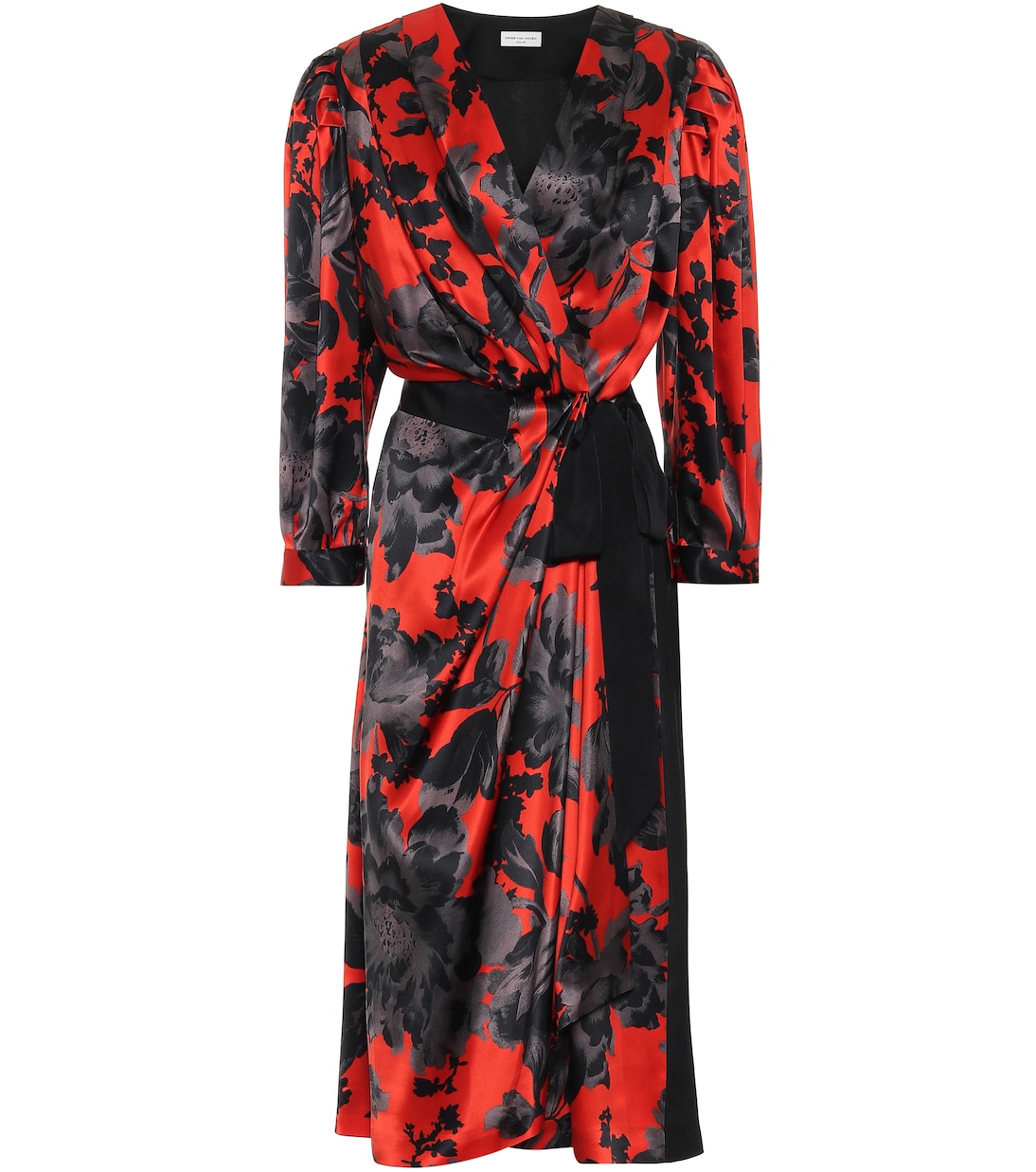 Платье-халат из шелка и атласа с цветочным принтом Dries Van Noten, красный
Платье-халат из шелка и атласа с цветочным принтом Dries Van Noten, красный