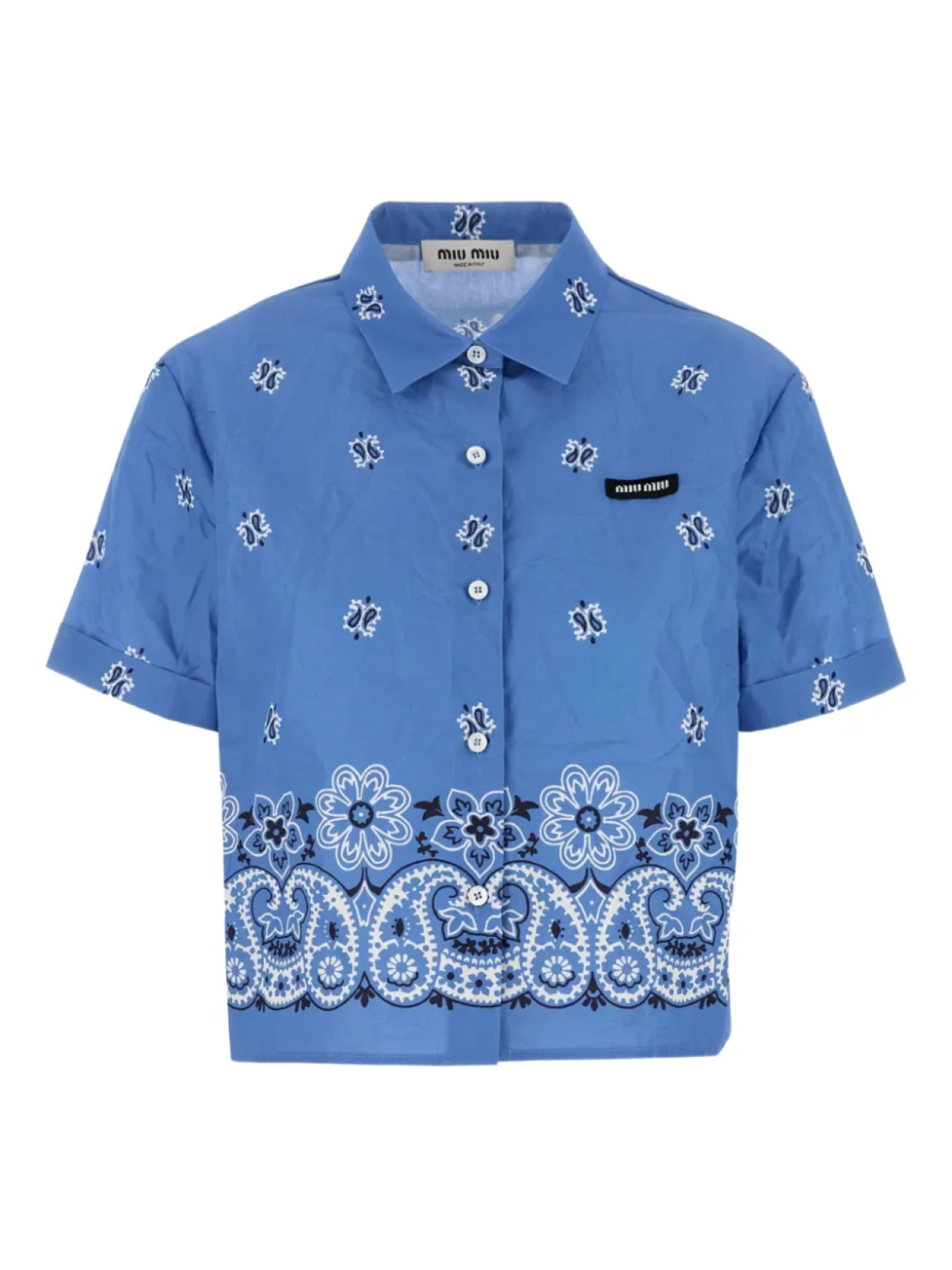 Поплиновая рубашка с принтом пейсли от Miu Miu, синий
Поплиновая рубашка с принтом пейсли от Miu Miu, синий