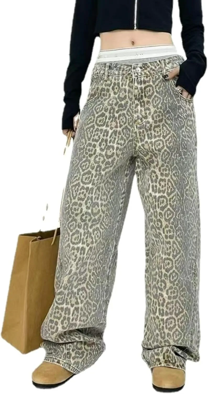 OCUH Y2K джинсы с леопардовым принтом, Casual, Loose, Beggy
OCUH Y2K джинсы с леопардовым принтом, Casual, Loose, Beggy