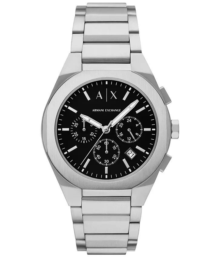 Мужские кварцевые часы-хронограф из нержавеющей стали, серебристые, 42 мм A|X Armani Exchange
Мужские кварцевые часы-хронограф из нержавеющей стали, серебристые, 42 мм A|X Armani Exchange