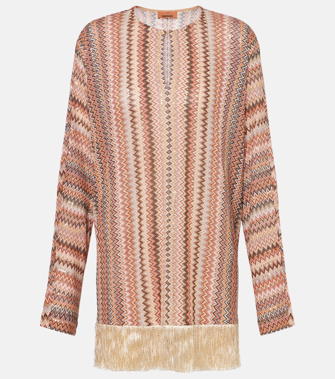 Блузка из ламе с зигзагообразной бахромой Missoni, Ivory, Beige And Black Tones
Блузка из ламе с зигзагообразной бахромой Missoni, Ivory, Beige And Black Tones