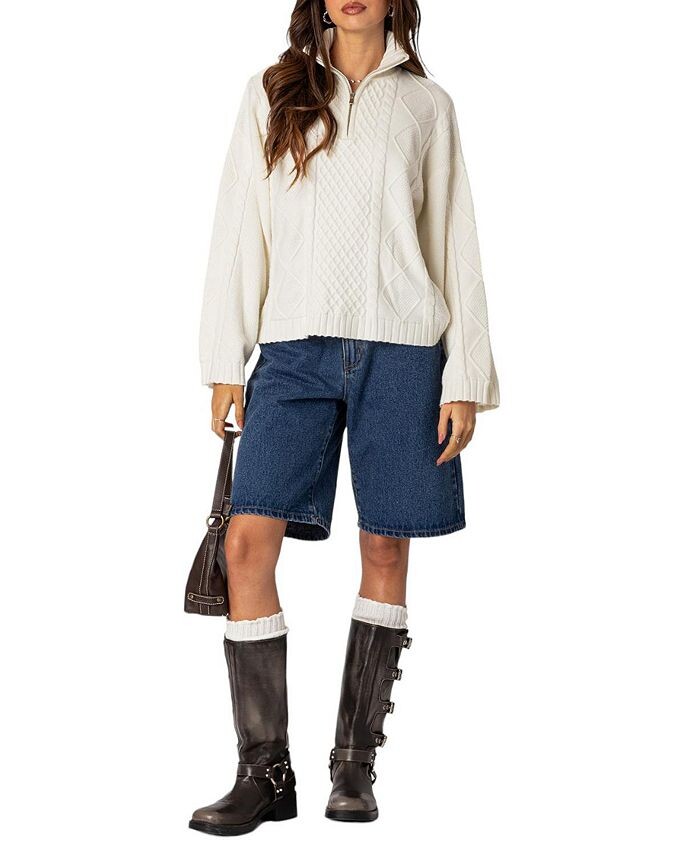 Свитер оверсайз с молнией длиной в четверть от Edikted, слоновая кость/кремовый
Свитер оверсайз с молнией длиной в четверть от Edikted, слоновая кость/кремовый