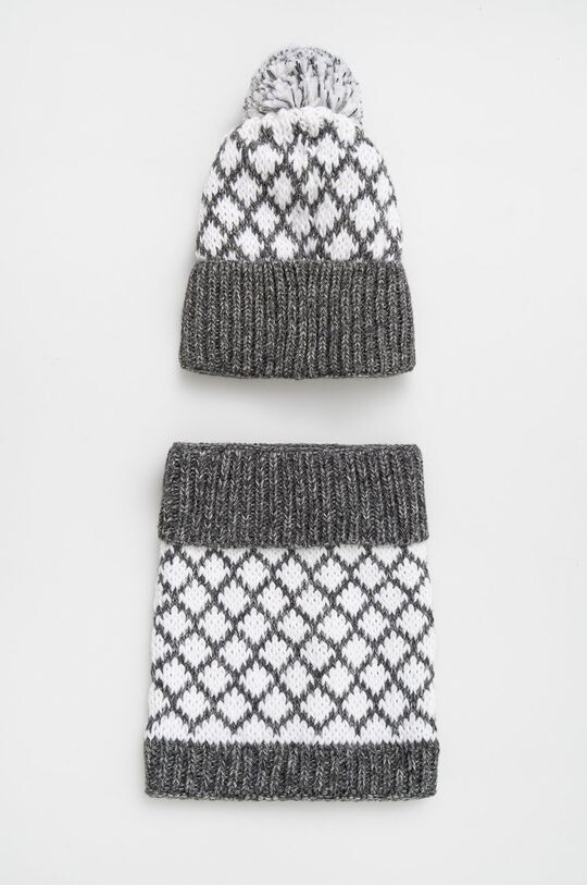 Шапка и шарф из шерсти Answear Lab, серый 
Шапка и шарф из шерсти Answear Lab, серый