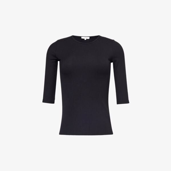 Топ из эластичной ткани в рубчик с круглым вырезом Vince, черный
Топ из эластичной ткани в рубчик с круглым вырезом Vince, черный