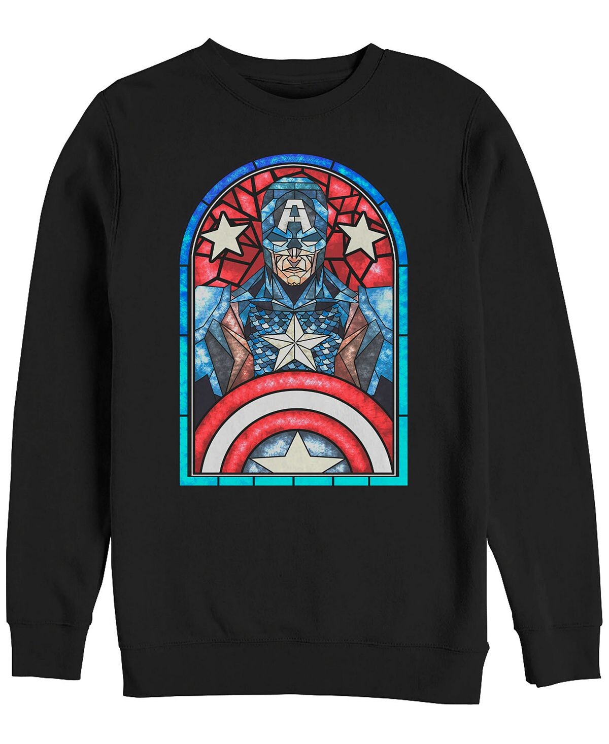 Витражное окно marvel men's classic captain america, флис с круглым вырезом Fifth Sun, черный 
Витражное окно marvel men's classic captain america, флис с круглым вырезом Fifth Sun, черный