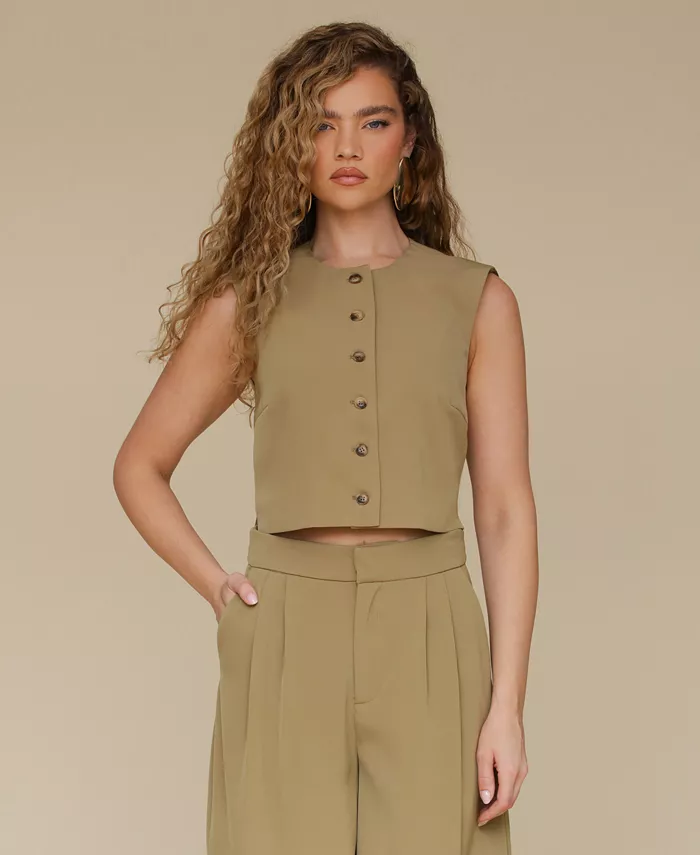 Женский укороченный прямой жилет Avec Les Filles, зеленый
Женский укороченный прямой жилет Avec Les Filles, зеленый