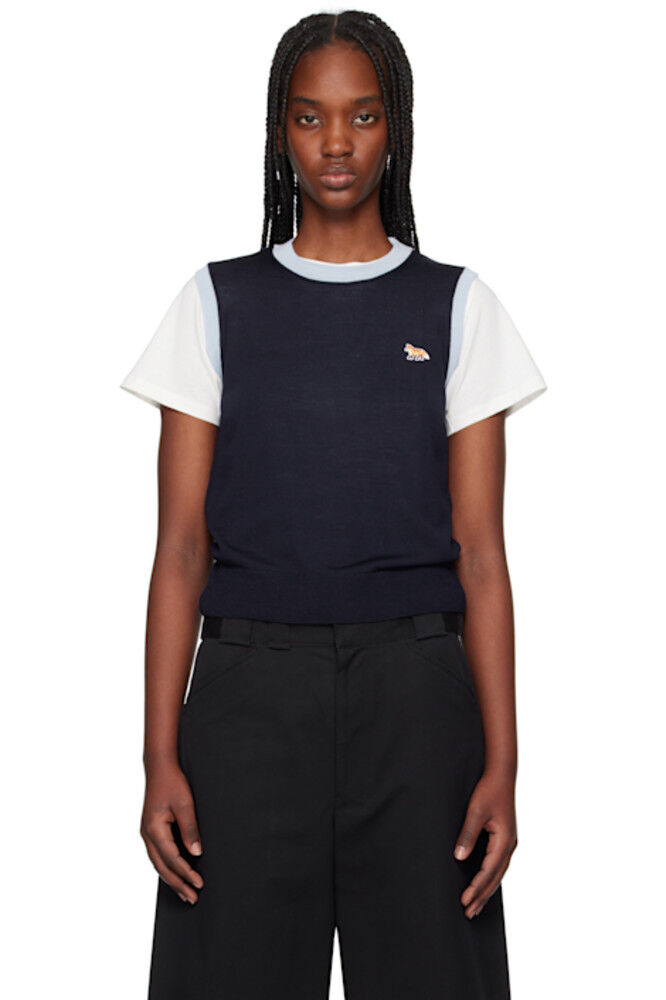 Двухцветная трикотажная майка с нашивкой «Молния» Maison Kitsuné
Двухцветная трикотажная майка с нашивкой «Молния» Maison Kitsuné