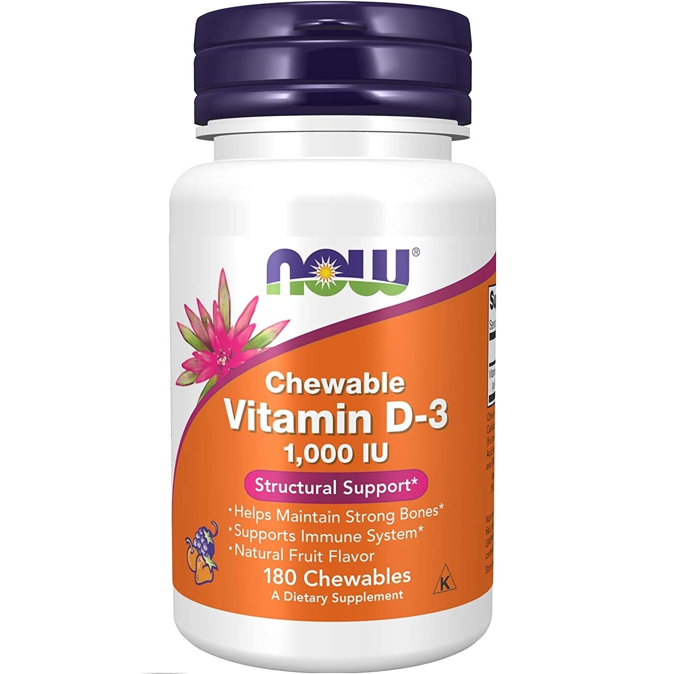 Витамин D3 1000 МЕ Now Foods с фруктовым вкусом, 180 жевательных пастилок
Витамин D3 1000 МЕ Now Foods с фруктовым вкусом, 180 жевательных пастилок